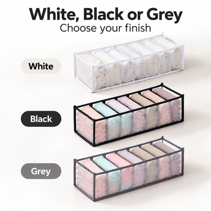 Mesh Drawer Clothes Organizers, Foldable Closet Storage Boxes for Underwear, Socks, Bras and Shirts, 4 Sizes