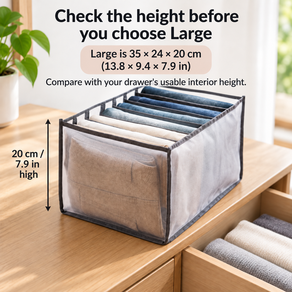 Mesh Drawer Clothes Organizers, Foldable Closet Storage Boxes for Underwear, Socks, Bras and Shirts, 4 Sizes