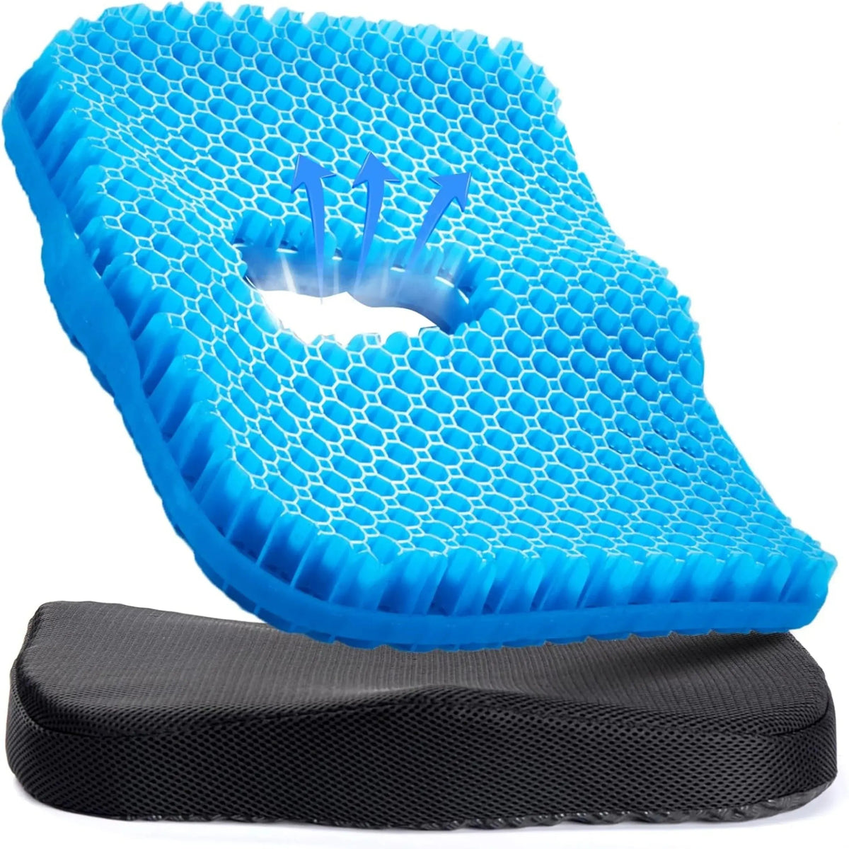 Honeycomb Gel Seat Cushion, Cooling Silicone Chair Pad with Washable Cover, 16 x 13 in