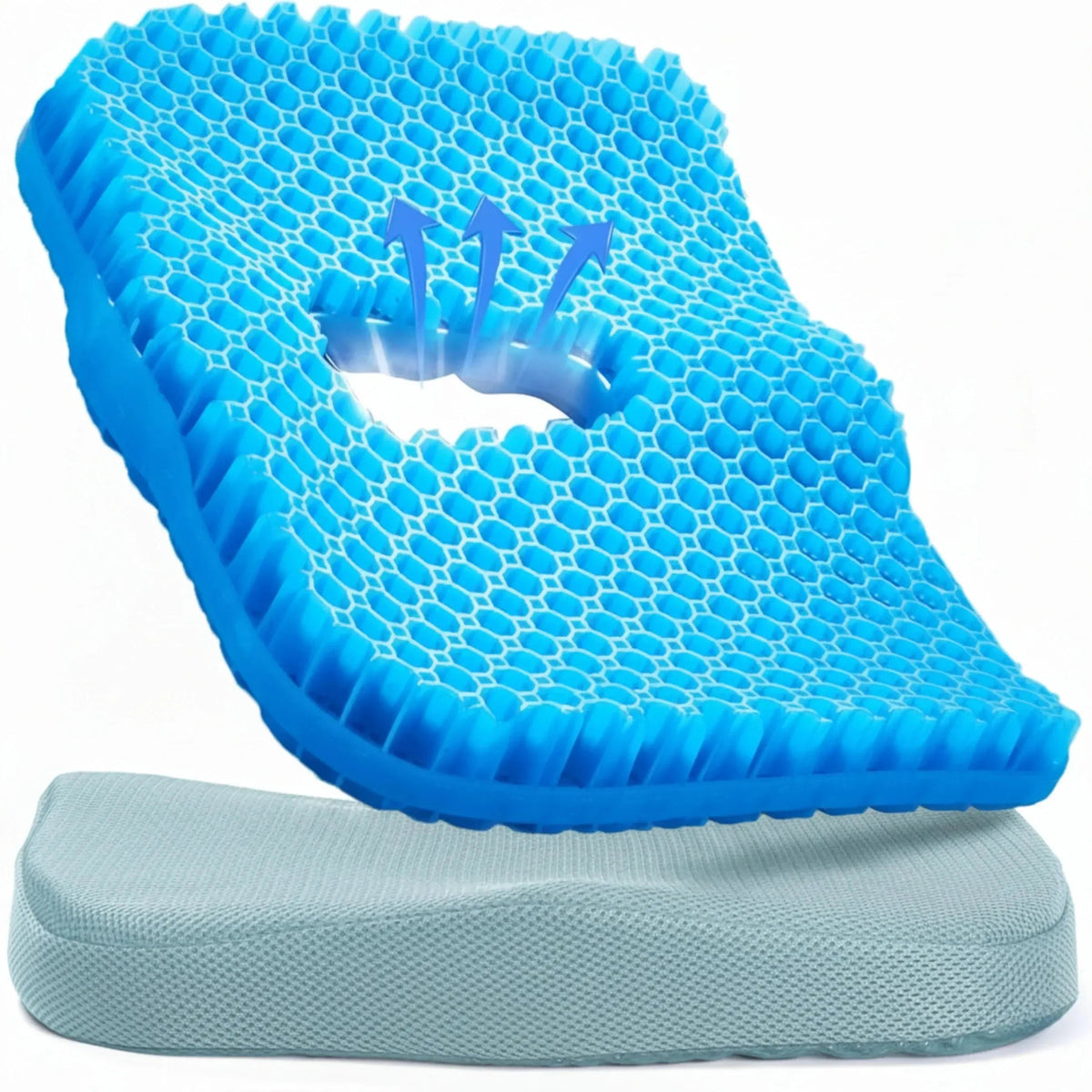 Honeycomb Gel Seat Cushion, Cooling Silicone Chair Pad with Washable Cover, 16 x 13 in