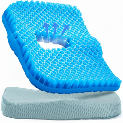 Honeycomb Gel Seat Cushion, Cooling Silicone Chair Pad with Washable Cover, 16 x 13 in