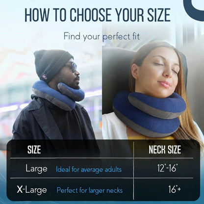 Travel Neck Pillow with Chin Support, Double Support Airplane Pillow with Carry Case