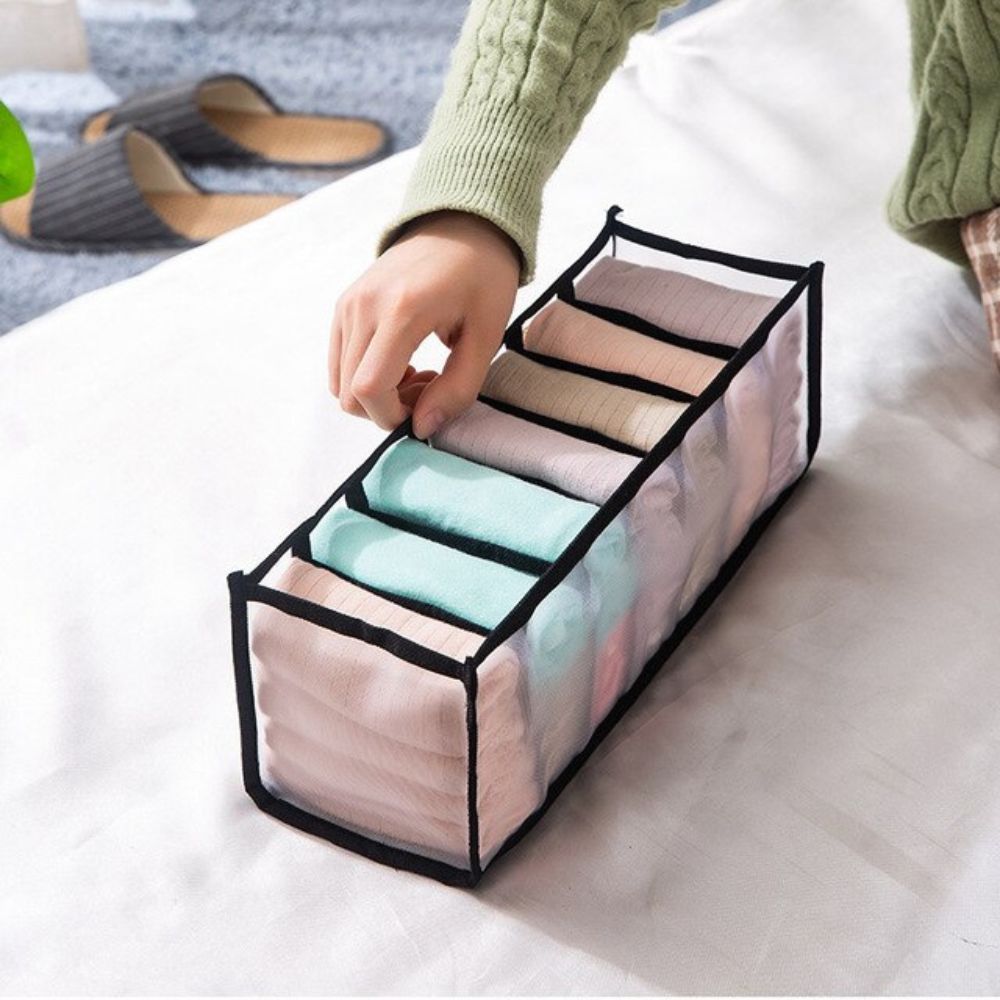 Mesh Drawer Clothes Organizers, Foldable Closet Storage Boxes for Underwear, Socks, Bras and Shirts, 4 Sizes