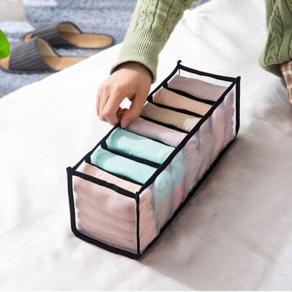 Mesh Drawer Clothes Organizers, Foldable Closet Storage Boxes for Underwear, Socks, Bras and Shirts, 4 Sizes