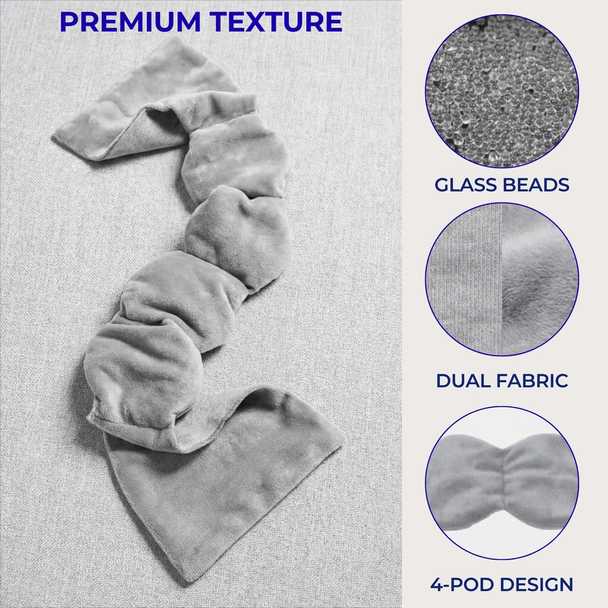 Weighted Sleep Mask for Side and Back Sleepers, Strapless Light Blocking Eye Mask, Freezer Friendly