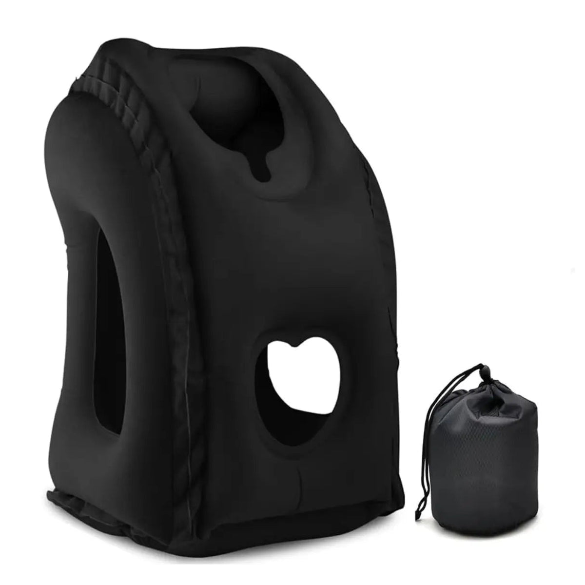 Inflatable Travel Pillow with Chin Support, Adjustable Air Headrest for Planes and Trains