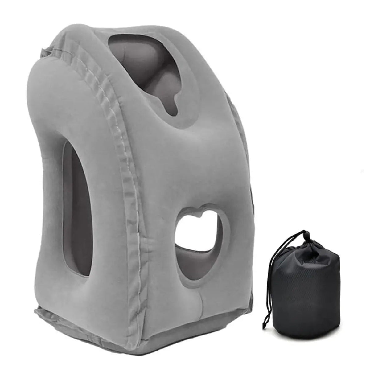 Inflatable Travel Pillow with Chin Support, Adjustable Air Headrest for Planes and Trains