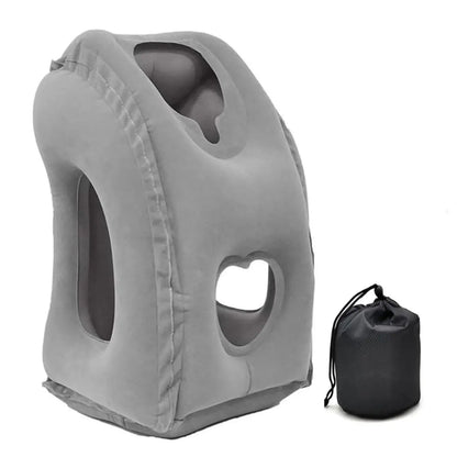 Inflatable Travel Pillow with Chin Support, Adjustable Air Headrest for Planes and Trains