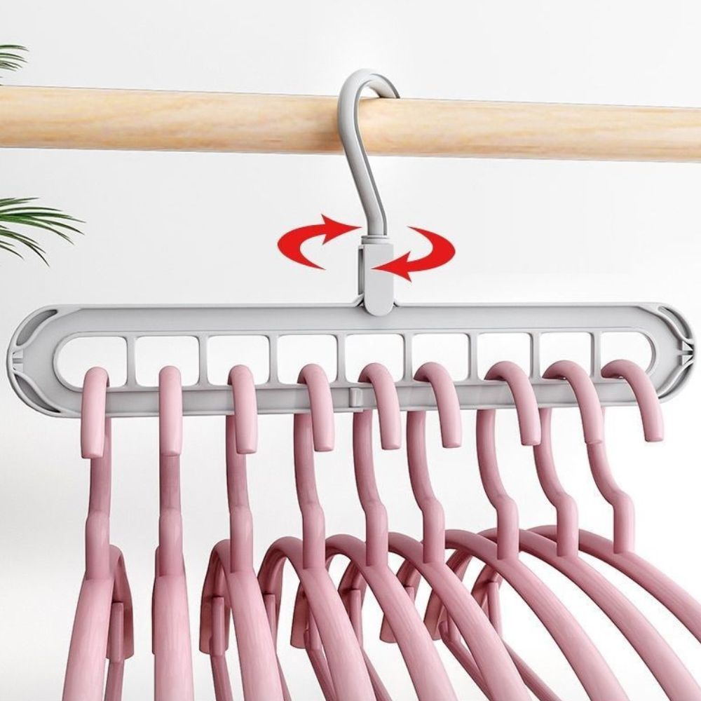 Two Way Swivel Hanger Organizer, Space Saving Closet Hanger That Holds Up to 9 Hangers Vertically
