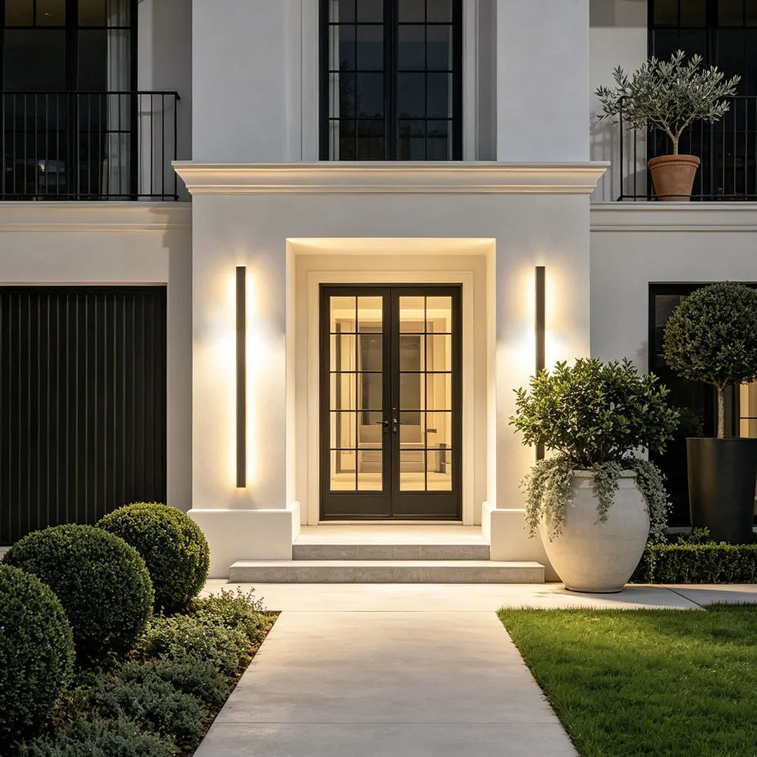 Outdoor LED Linear Wall Light, Black Long Strip Wall Sconce, IP65, Warm White or RGB