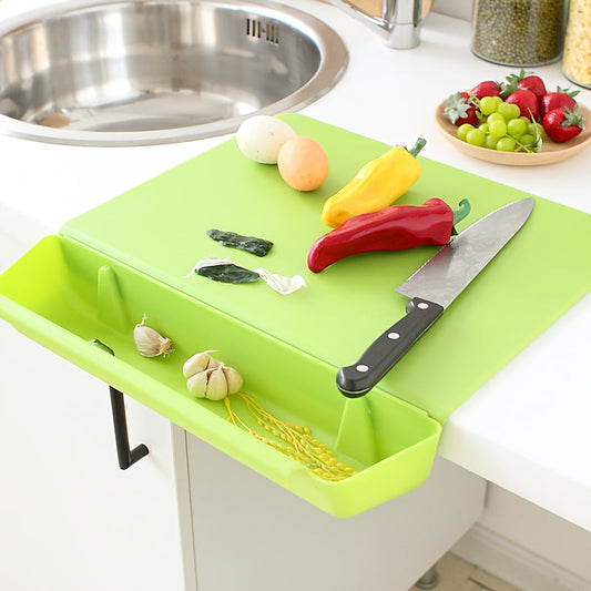 2 in 1 Chopping Board with Detachable Storage Container, Plastic Cutting Board for Kitchen and Camping