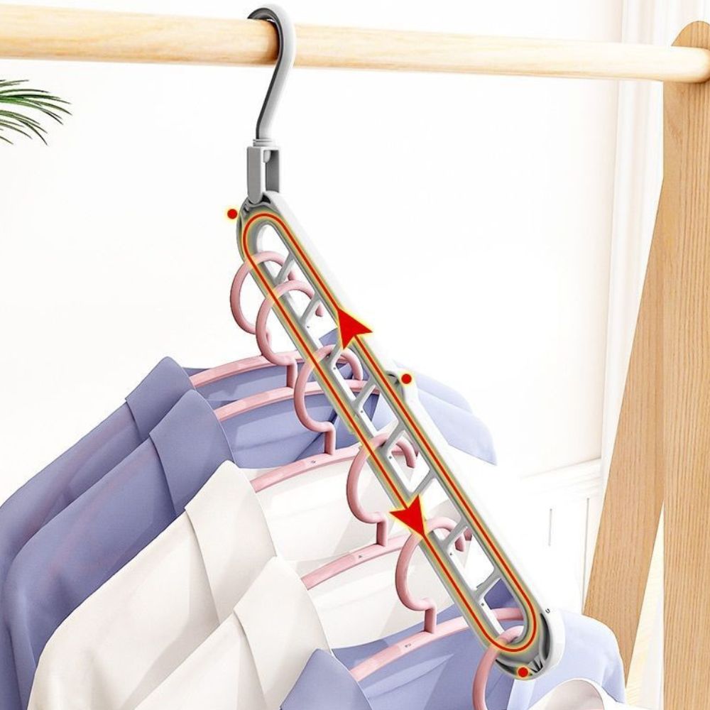 Two Way Swivel Hanger Organizer, Space Saving Closet Hanger That Holds Up to 9 Hangers Vertically
