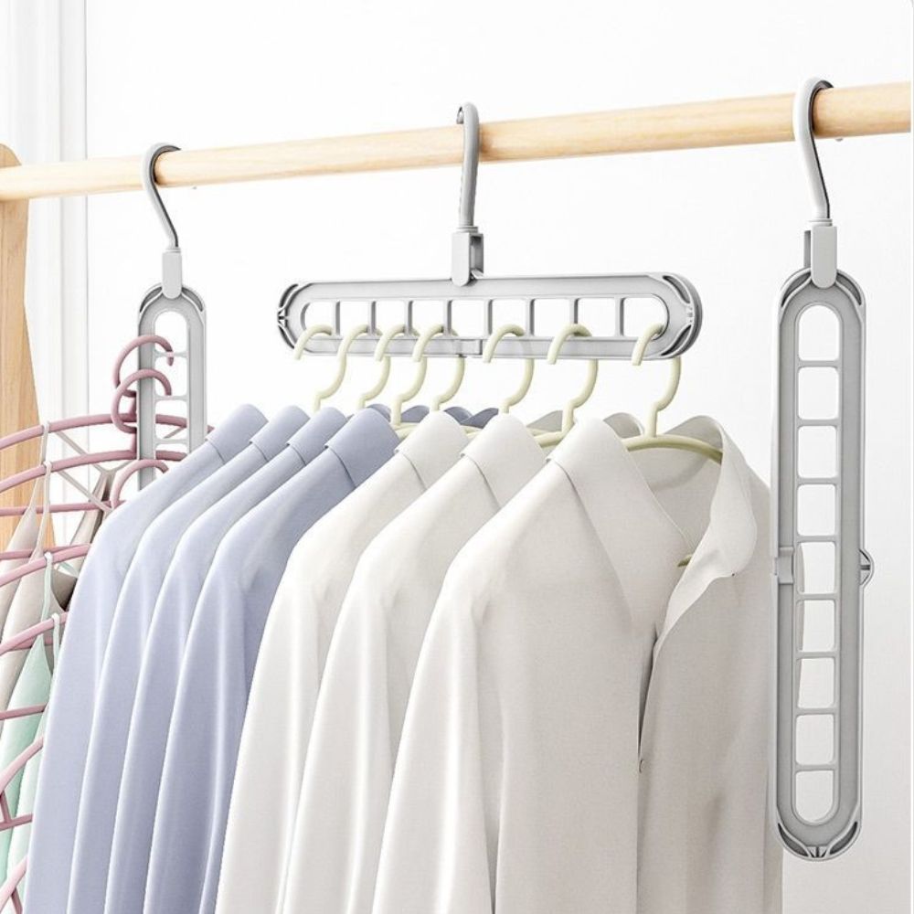Two Way Swivel Hanger Organizer, Space Saving Closet Hanger That Holds Up to 9 Hangers Vertically