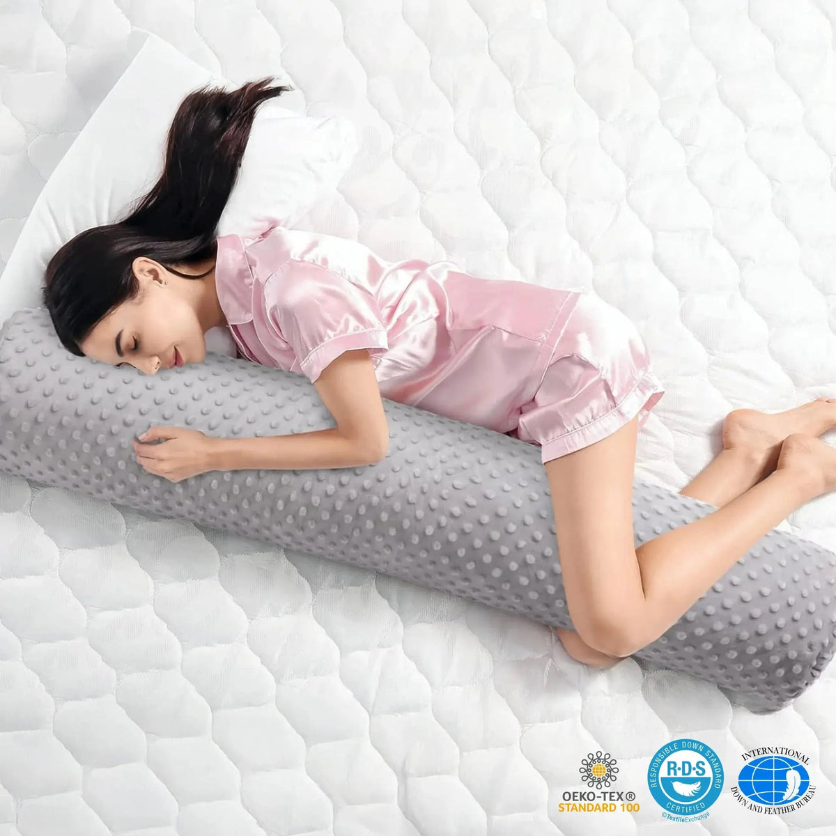 Long Body Pillow for Side Sleepers, Soft Memory Fiber Hugging Pillow, 24 in or 39 in