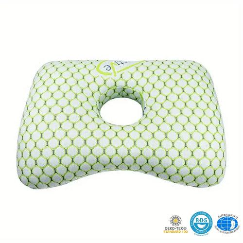 Ear Piercing Pillow with Ear Hole, Donut Pillow for Side Sleepers, Adjustable Cotton Fill