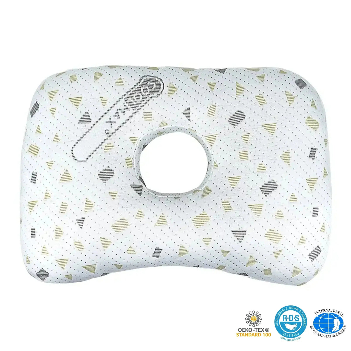 Ear Piercing Pillow with Ear Hole, Donut Pillow for Side Sleepers, Adjustable Cotton Fill