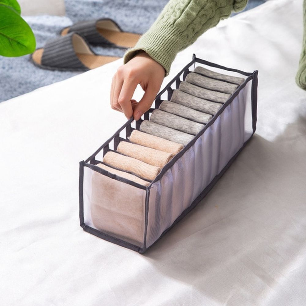Mesh Drawer Clothes Organizers, Foldable Closet Storage Boxes for Underwear, Socks, Bras and Shirts, 4 Sizes