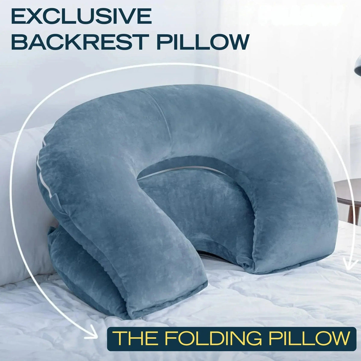 Folding Reading Pillow for Bed, U Shaped Back Support Pillow, Detachable 2 in 1 Design
