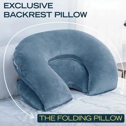 Folding Reading Pillow for Bed, U Shaped Back Support Pillow, Detachable 2 in 1 Design