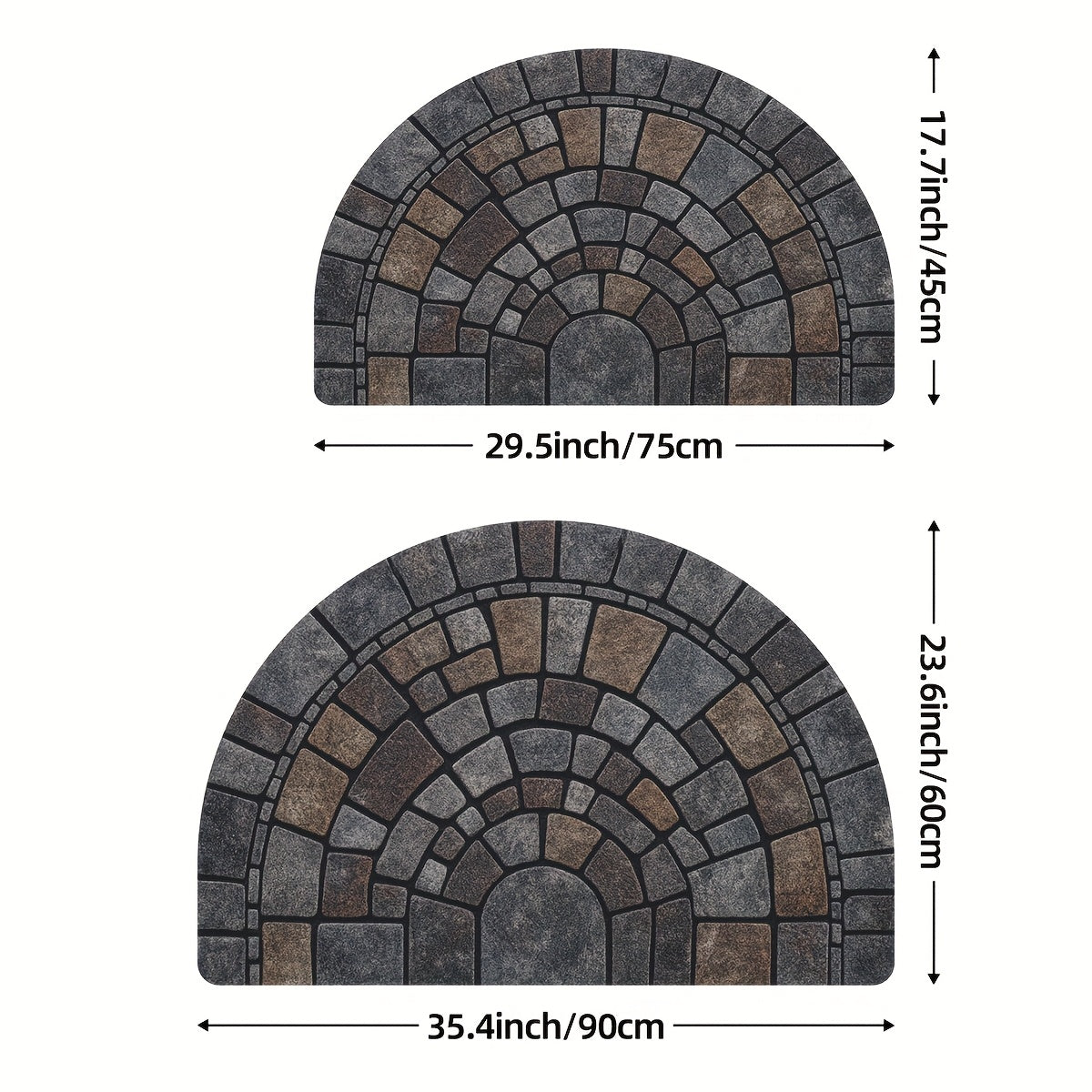 Half Circle Door Mat, Non Slip Stone Mosaic Entryway Rug for Indoor and Outdoor Use
