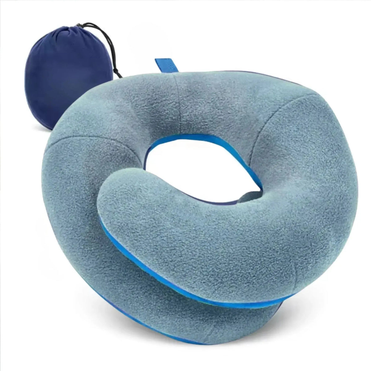 Travel Neck Pillow with Chin Support, Double Support Airplane Pillow with Carry Case