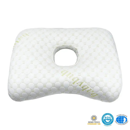 Ear Piercing Pillow with Ear Hole, Donut Pillow for Side Sleepers, Adjustable Cotton Fill