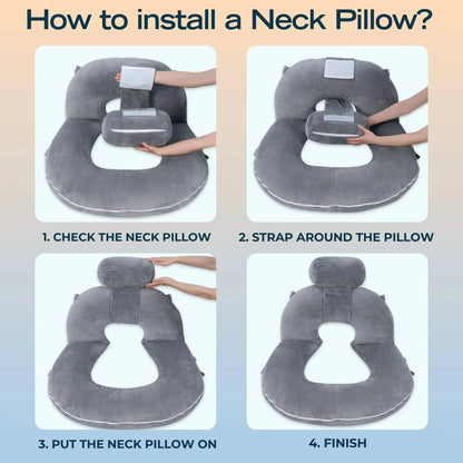 Folding Reading Pillow for Bed, U Shaped Back Support Pillow, Detachable 2 in 1 Design