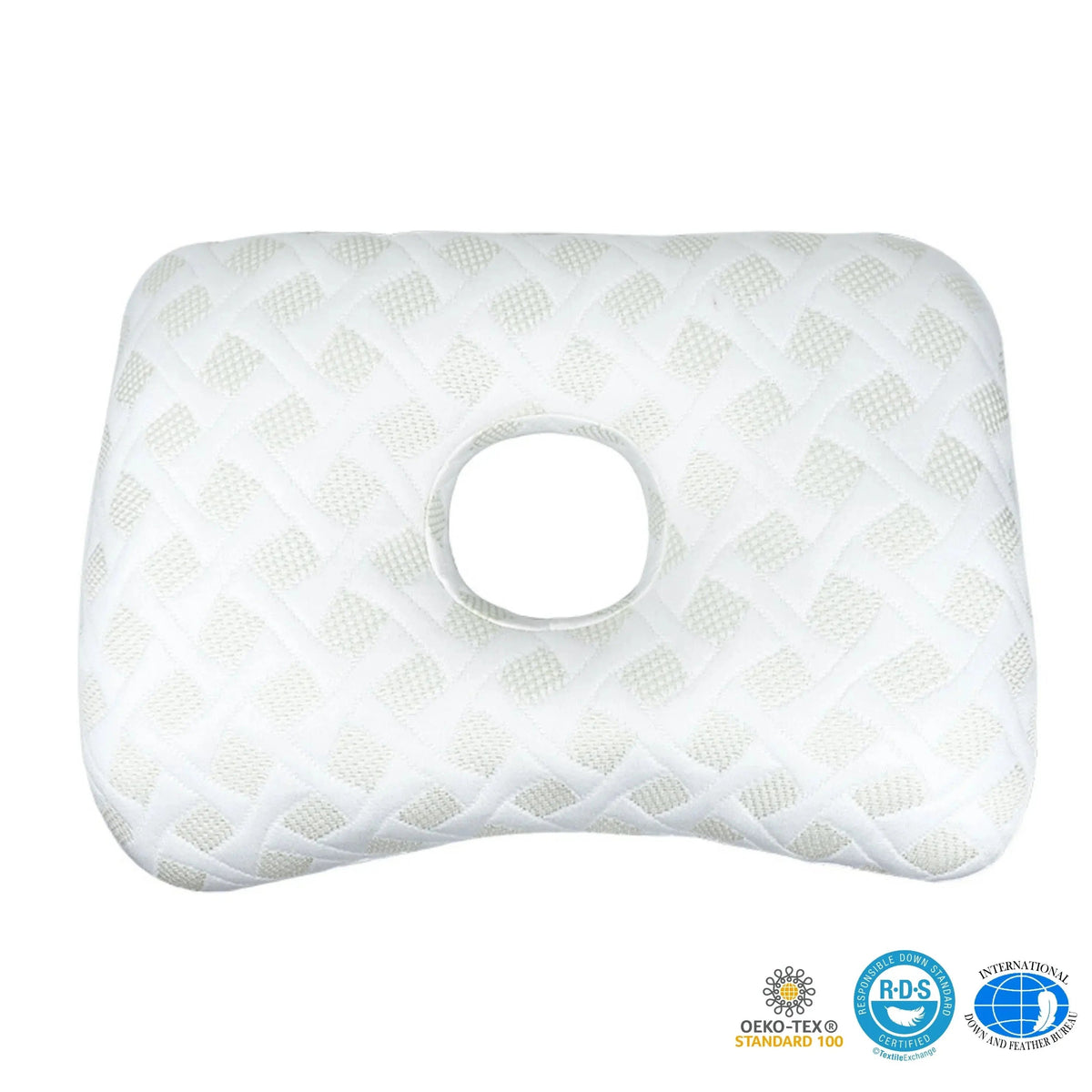 Ear Piercing Pillow with Ear Hole, Donut Pillow for Side Sleepers, Adjustable Cotton Fill