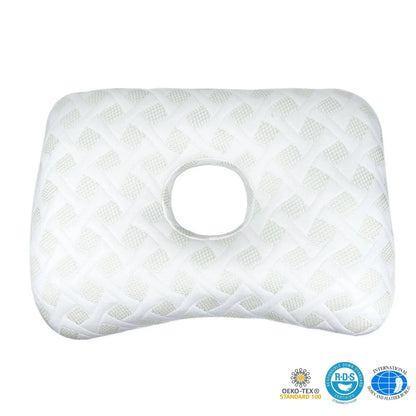 Ear Piercing Pillow with Ear Hole, Donut Pillow for Side Sleepers, Adjustable Cotton Fill
