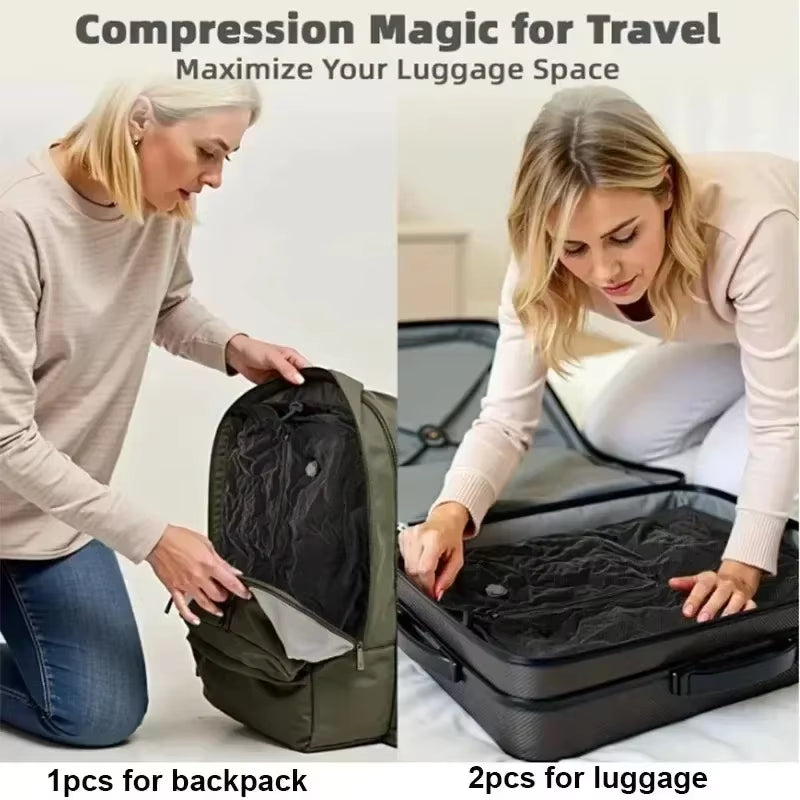 17L Vacuum Compression Bag with Air Pump Reusable Travel Clothing Storage Bag Compression Luggage Bag