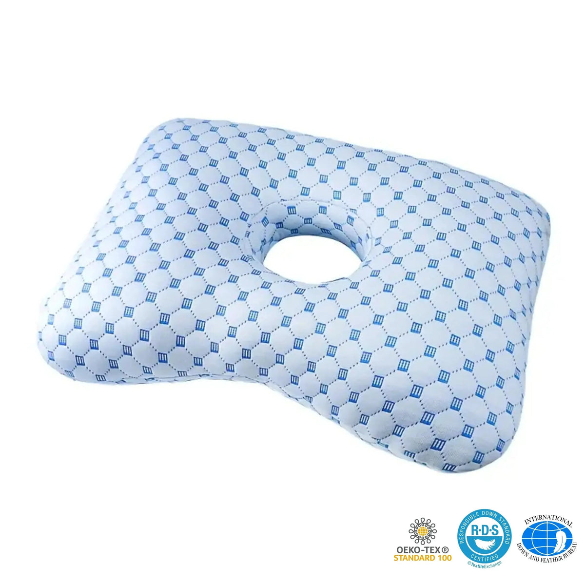 Ear Piercing Pillow with Ear Hole, Donut Pillow for Side Sleepers, Adjustable Cotton Fill