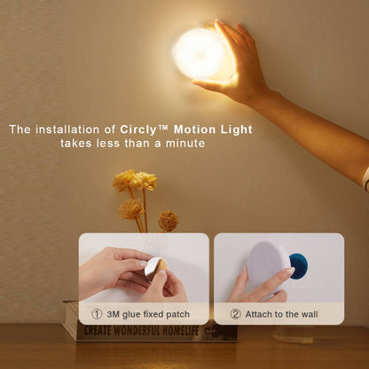 Circle Motion Sensor Night Light, Wireless LED Puck Light for Stairs, Closets and Hallways
