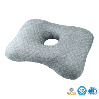 Ear Piercing Pillow with Ear Hole, Donut Pillow for Side Sleepers, Adjustable Cotton Fill