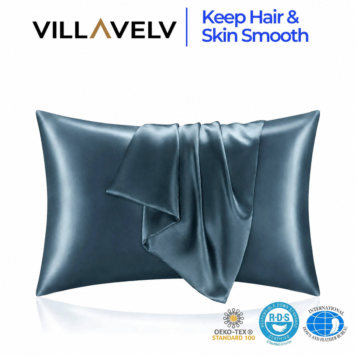 Silky Satin Pillowcase, Smooth Cooling Standard Pillow Cover, 20 x 30 in, 7 Colors