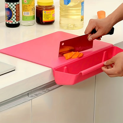 2 in 1 Chopping Board with Detachable Storage Container, Plastic Cutting Board for Kitchen and Camping