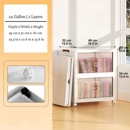 Stackable Storage Bins with Clear Doors, Collapsible Closet Organizer Shelf, 10 or 14 Gallon