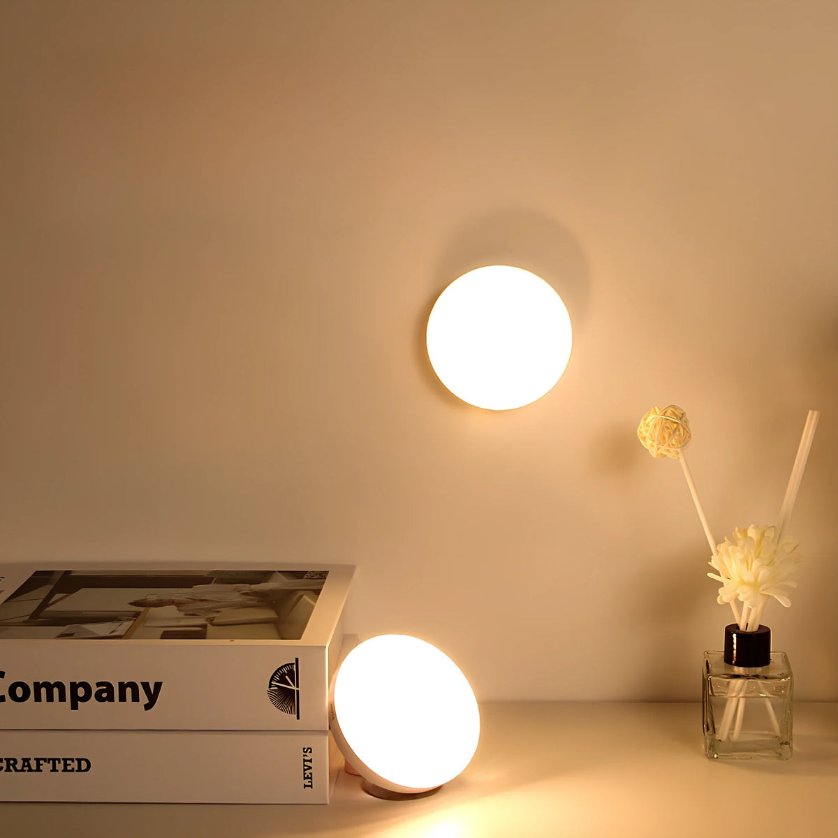 Circle Motion Sensor Night Light, Wireless LED Puck Light for Stairs, Closets and Hallways