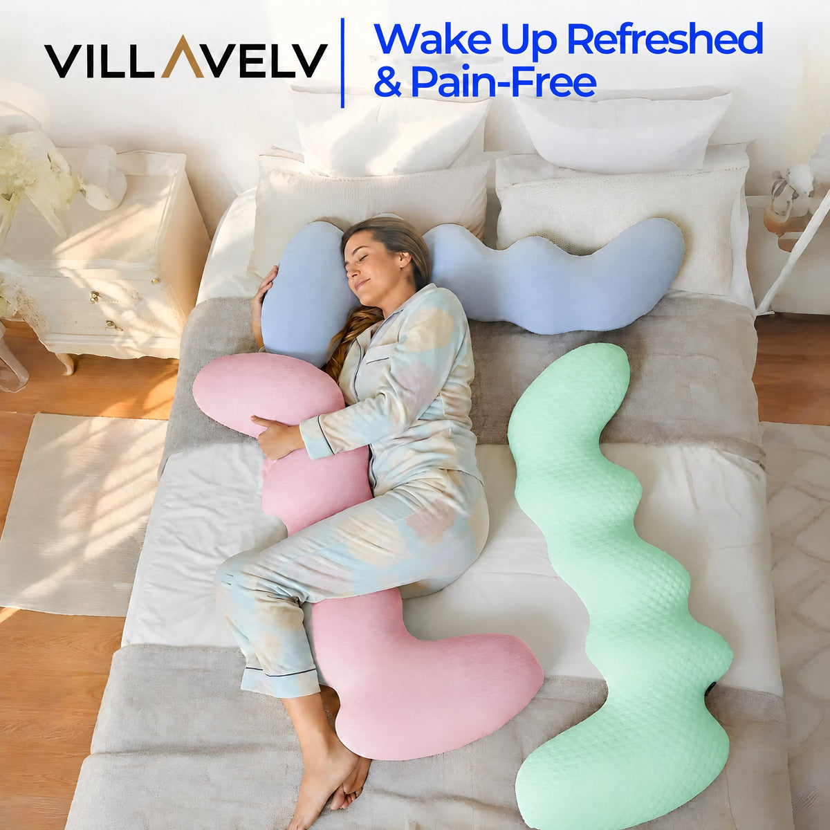 Dino Body Pillow, Memory Foam Full Body Hugging Pillow for Side Sleepers, Kids and Adult