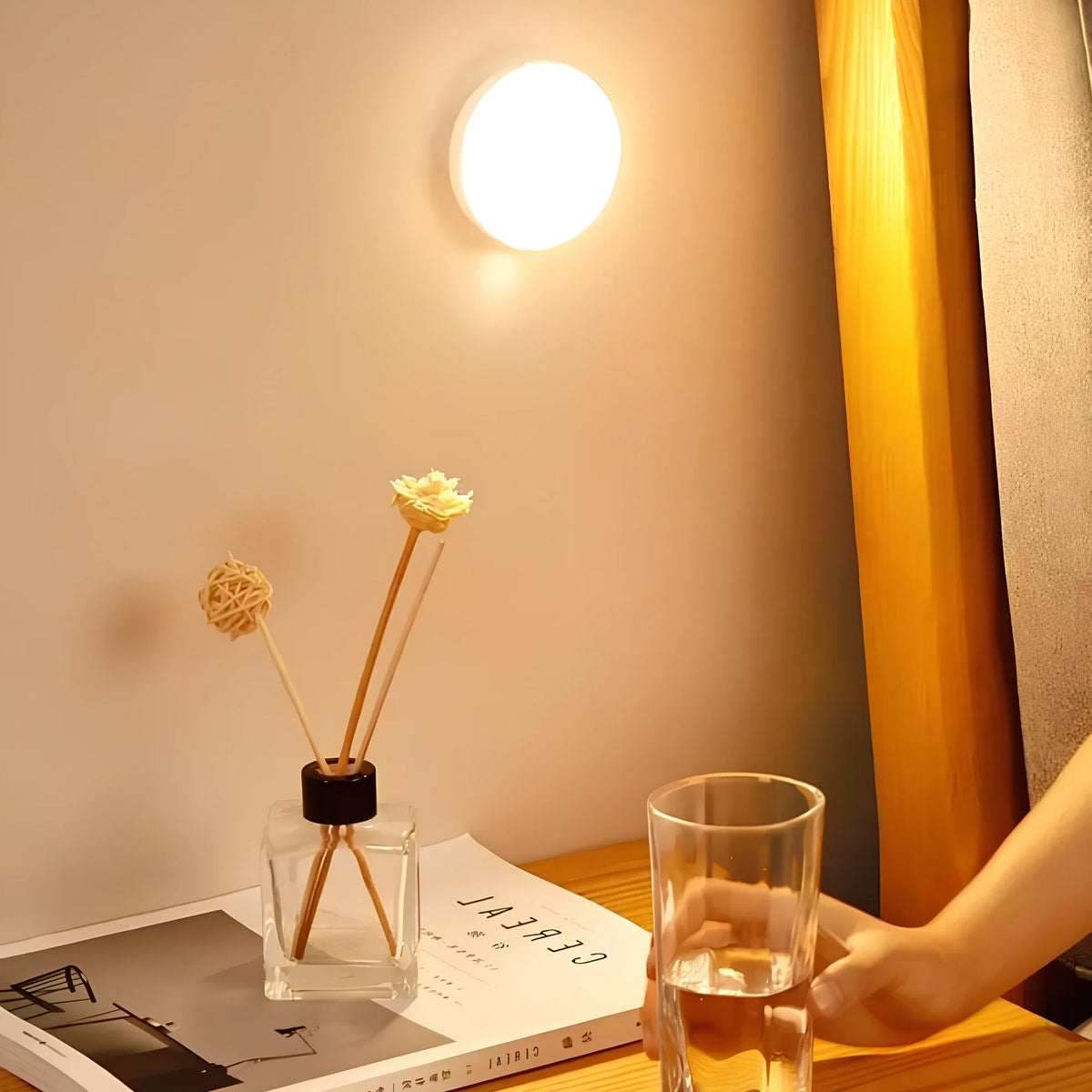 Circle Motion Sensor Night Light, Wireless LED Puck Light for Stairs, Closets and Hallways