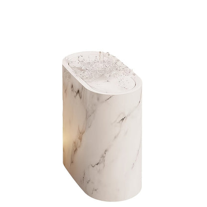 Marble Pattern Trash Can with Lid, Slim Oval Bathroom and Kitchen Bin for Small Spaces, 3 Colors