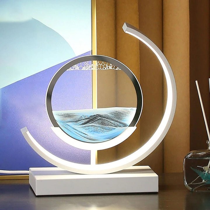 Sandlight Quicksand LED Table Lamp, Rotating 3D Moving Sand Art Night Light for Bedroom, Office and Gifts