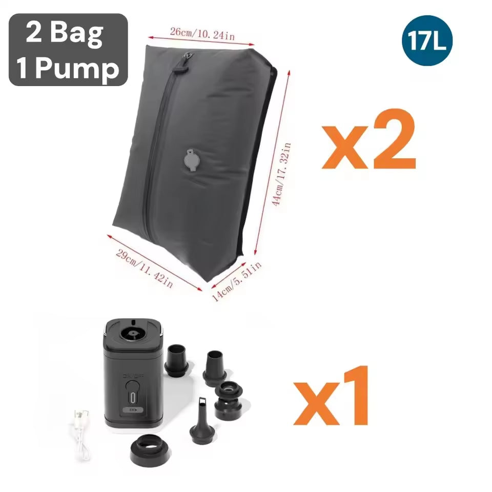 17L Vacuum Compression Bag with Air Pump Reusable Travel Clothing Storage Bag Compression Luggage Bag