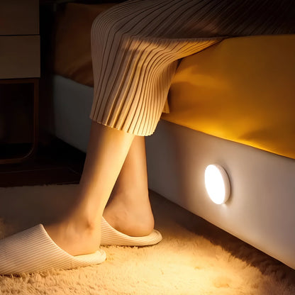 Circle Motion Sensor Night Light, Wireless LED Puck Light for Stairs, Closets and Hallways