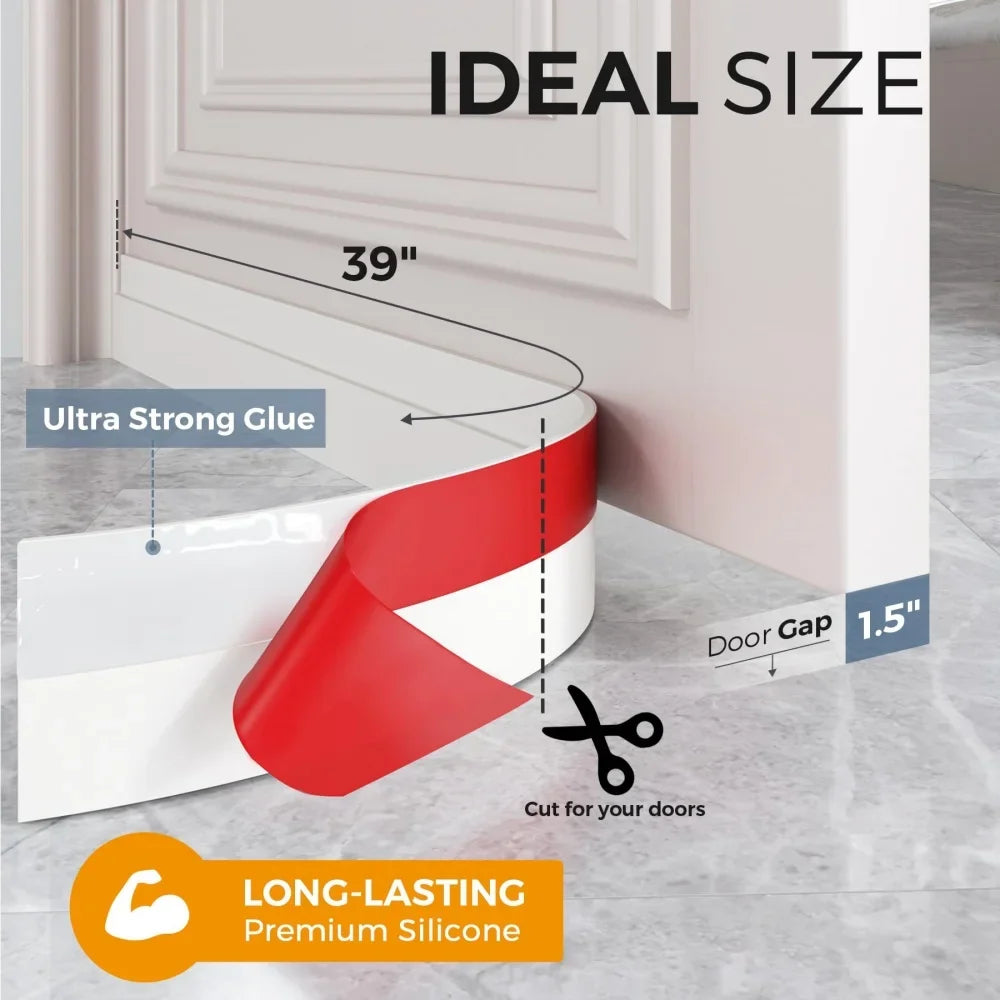Door Draft Stopper Seal Strip, Self Adhesive Weather Stripping for Bottom of Door and Window Gaps