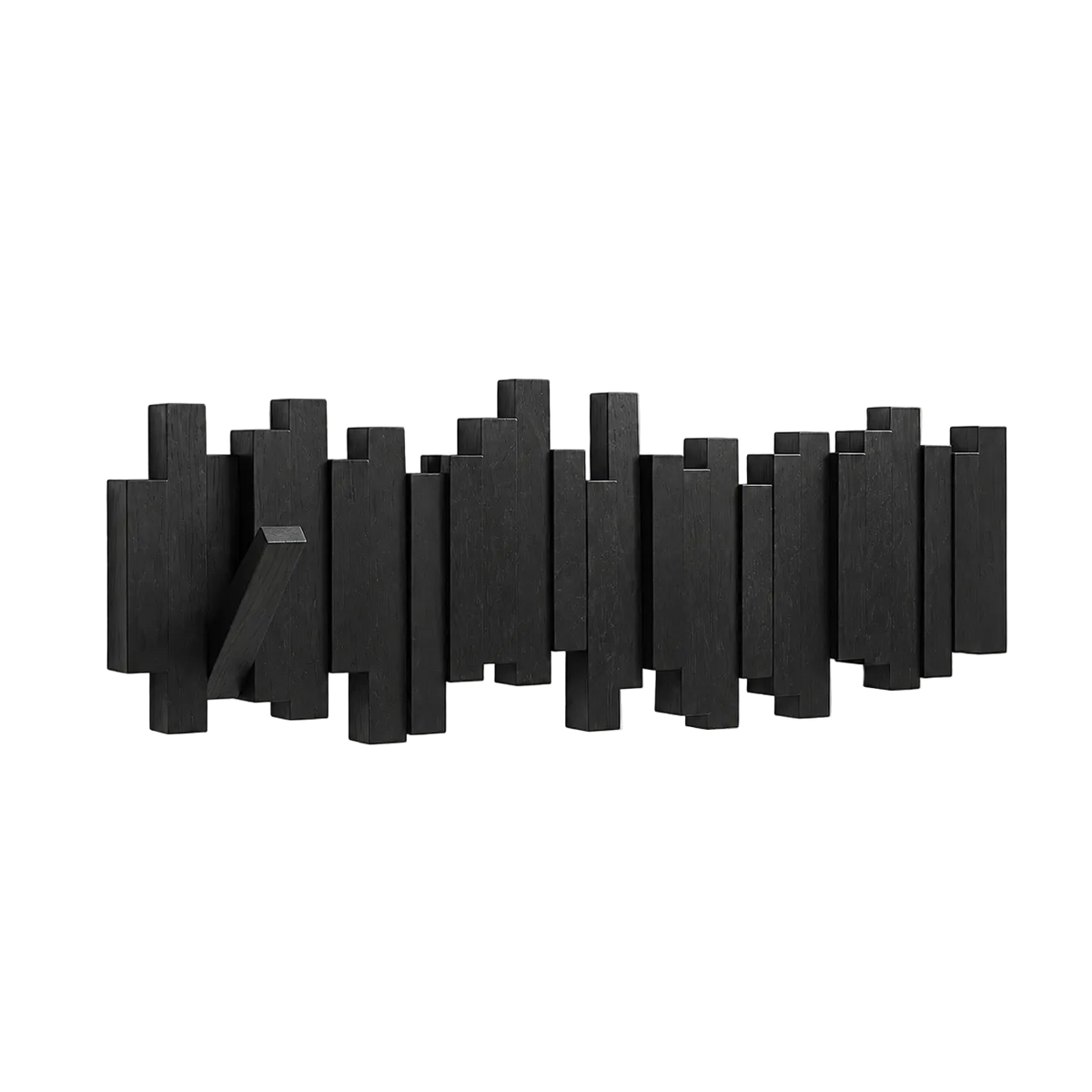 Halden Wall Mounted Wooden Coat Rack with Foldable Magnetic Hooks for Entryways