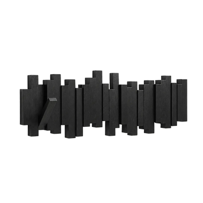 Halden Wall Mounted Wooden Coat Rack with Foldable Magnetic Hooks for Entryways