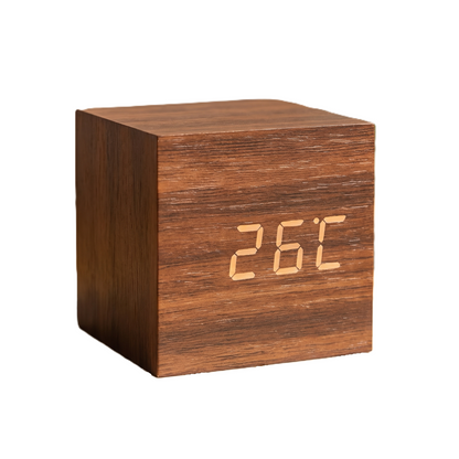 Lumo Cube LED Digital Alarm Clock with Temperature Display for Bedside and Desk