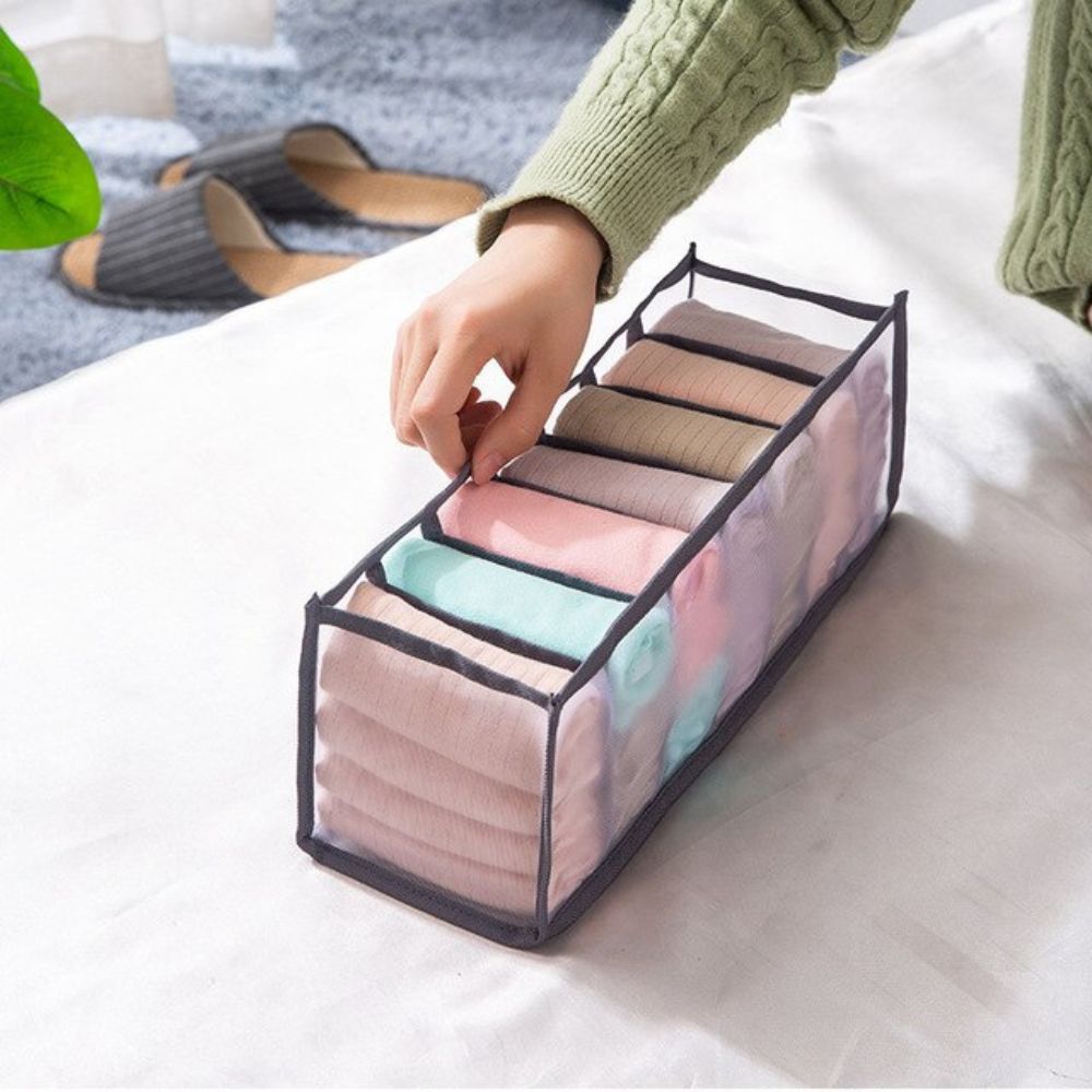 Mesh Drawer Clothes Organizers, Foldable Closet Storage Boxes for Underwear, Socks, Bras and Shirts, 4 Sizes