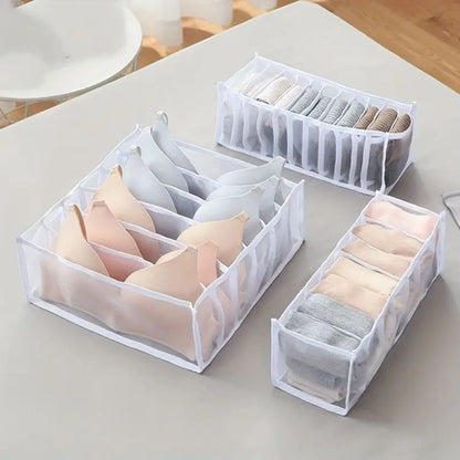 Mesh Drawer Clothes Organizers, Foldable Closet Storage Boxes for Underwear, Socks, Bras and Shirts, 4 Sizes