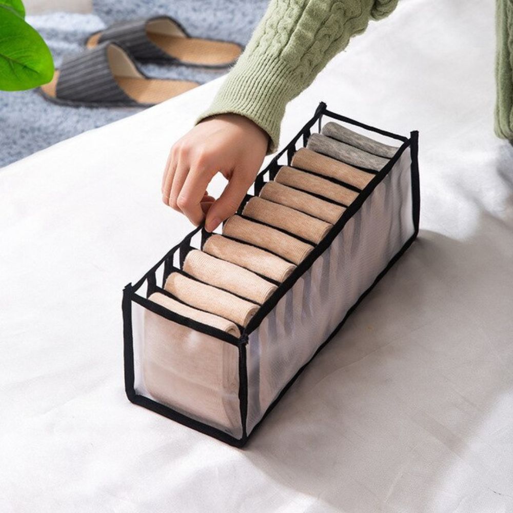 Mesh Drawer Clothes Organizers, Foldable Closet Storage Boxes for Underwear, Socks, Bras and Shirts, 4 Sizes